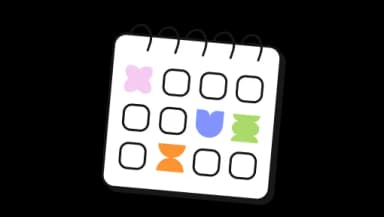 Icon of a calendar with colorful dots, symbolizing personal planning.