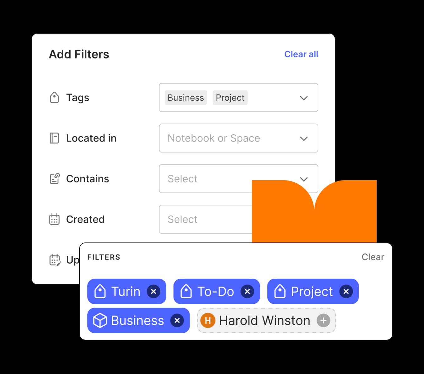 A UI rappresentation of filters