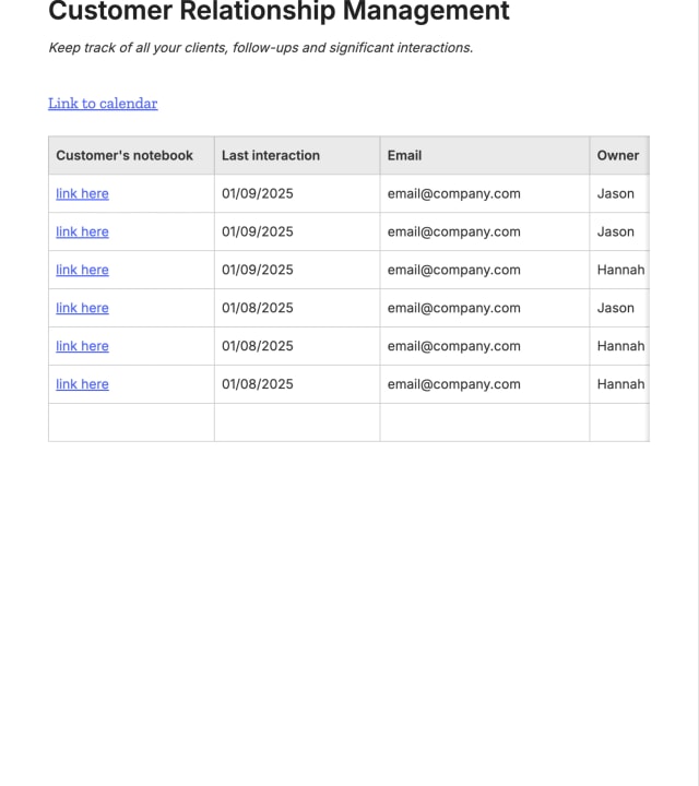 Preview of the template titled Kundenbeziehungsmanagement, featuring various sections and text