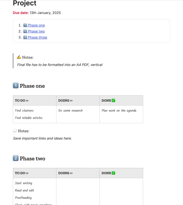 Preview of the template titled Project Plan, featuring various sections and text