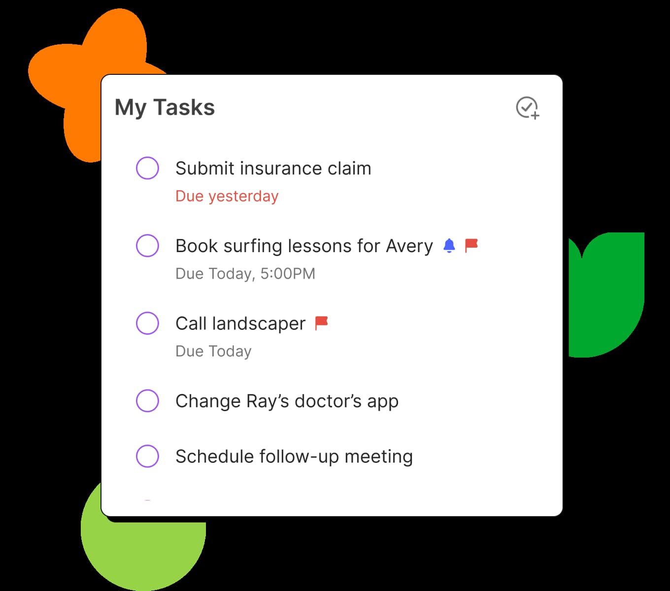 A UI rappresentation of tasks-widget